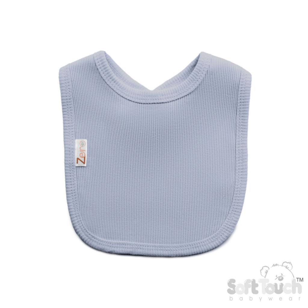 Soft Touch Zero P4500-DB * STP4500-DB Dusky Blue Ribbed Velcro Bib