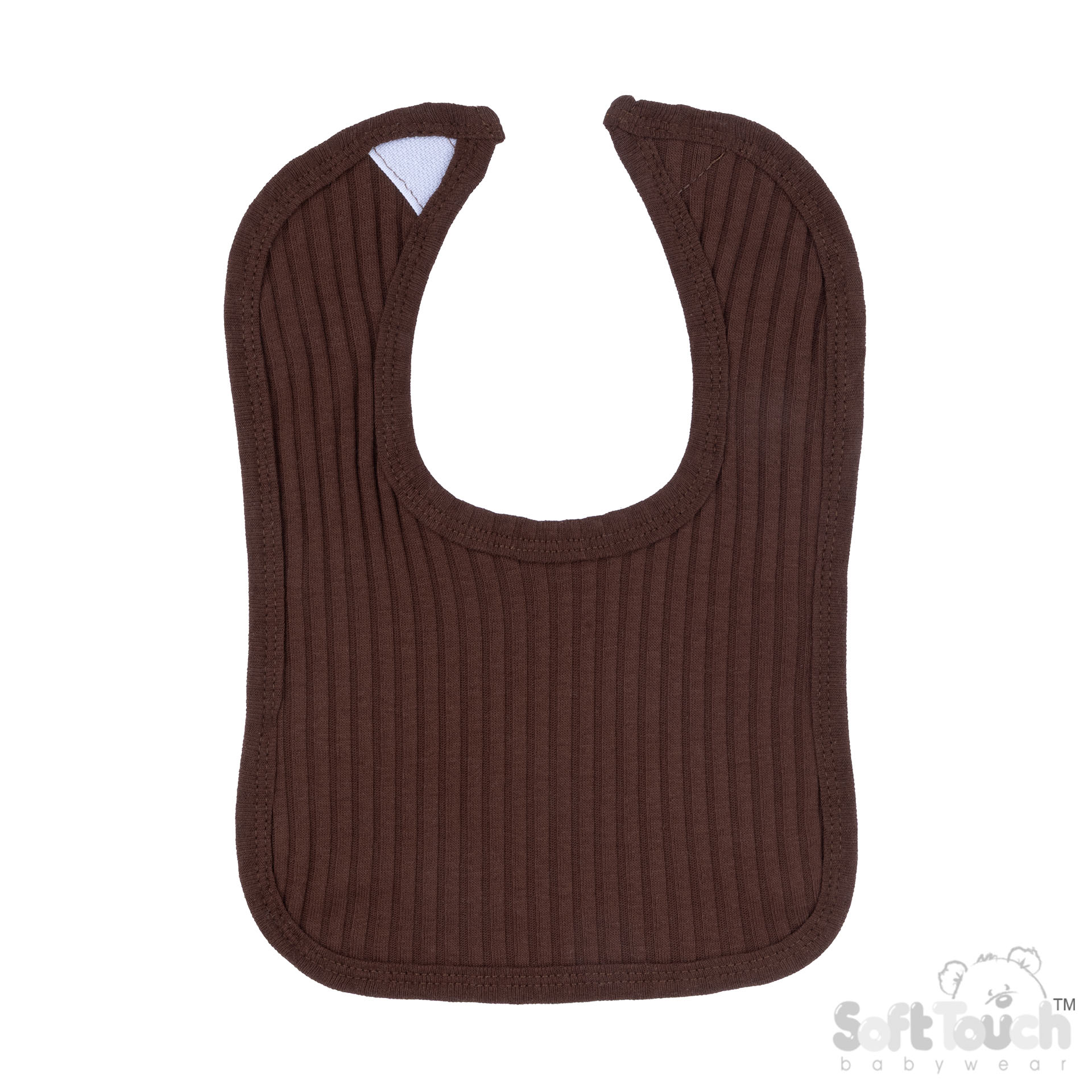 Soft Touch P4600-Ch 5023797202087 STP4600-Ch Chocolate Ribbed Velcro Bib