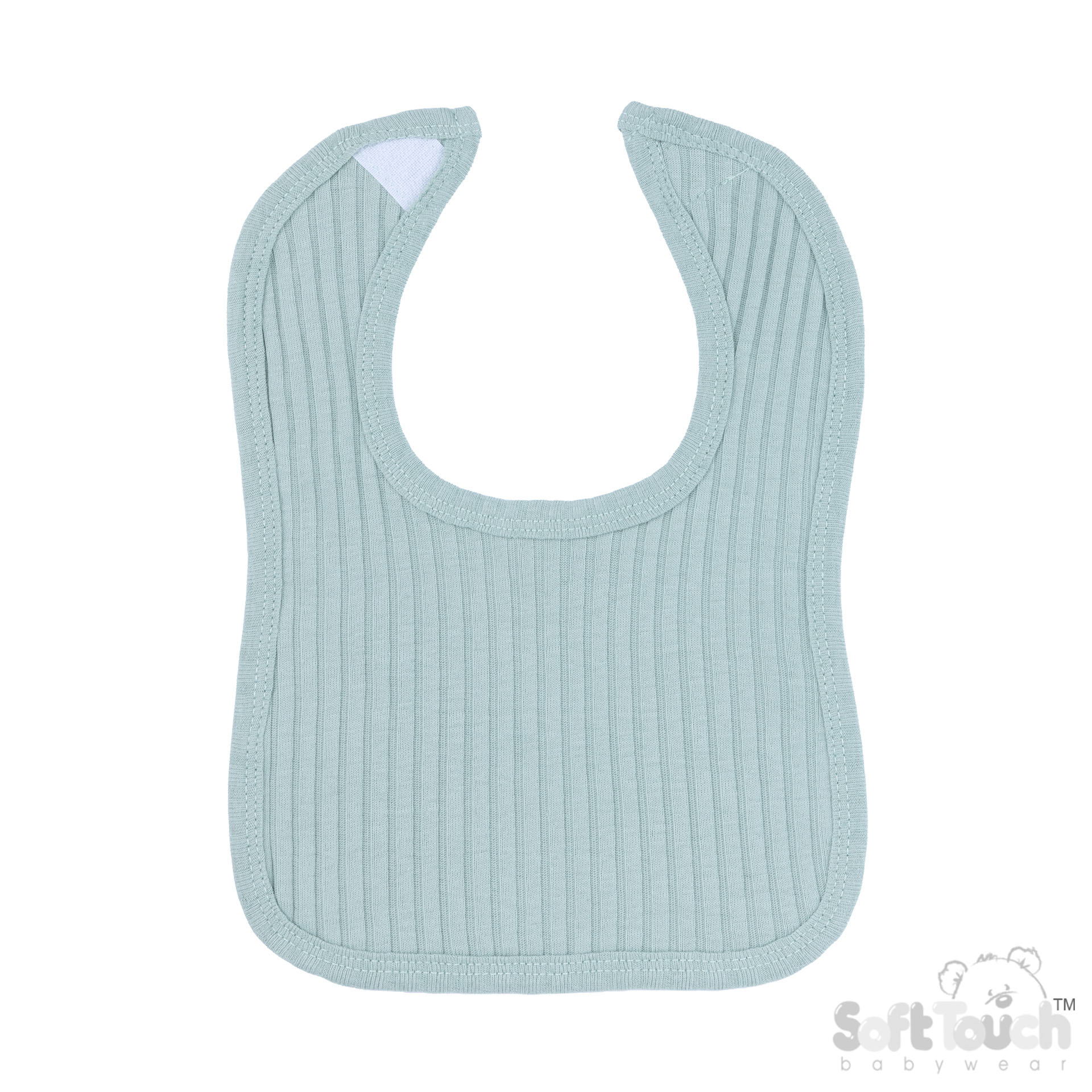Soft Touch 2P4600-SG 5023797202117 STP4600-Sg Sage Green Ribbed Velcro Bib
