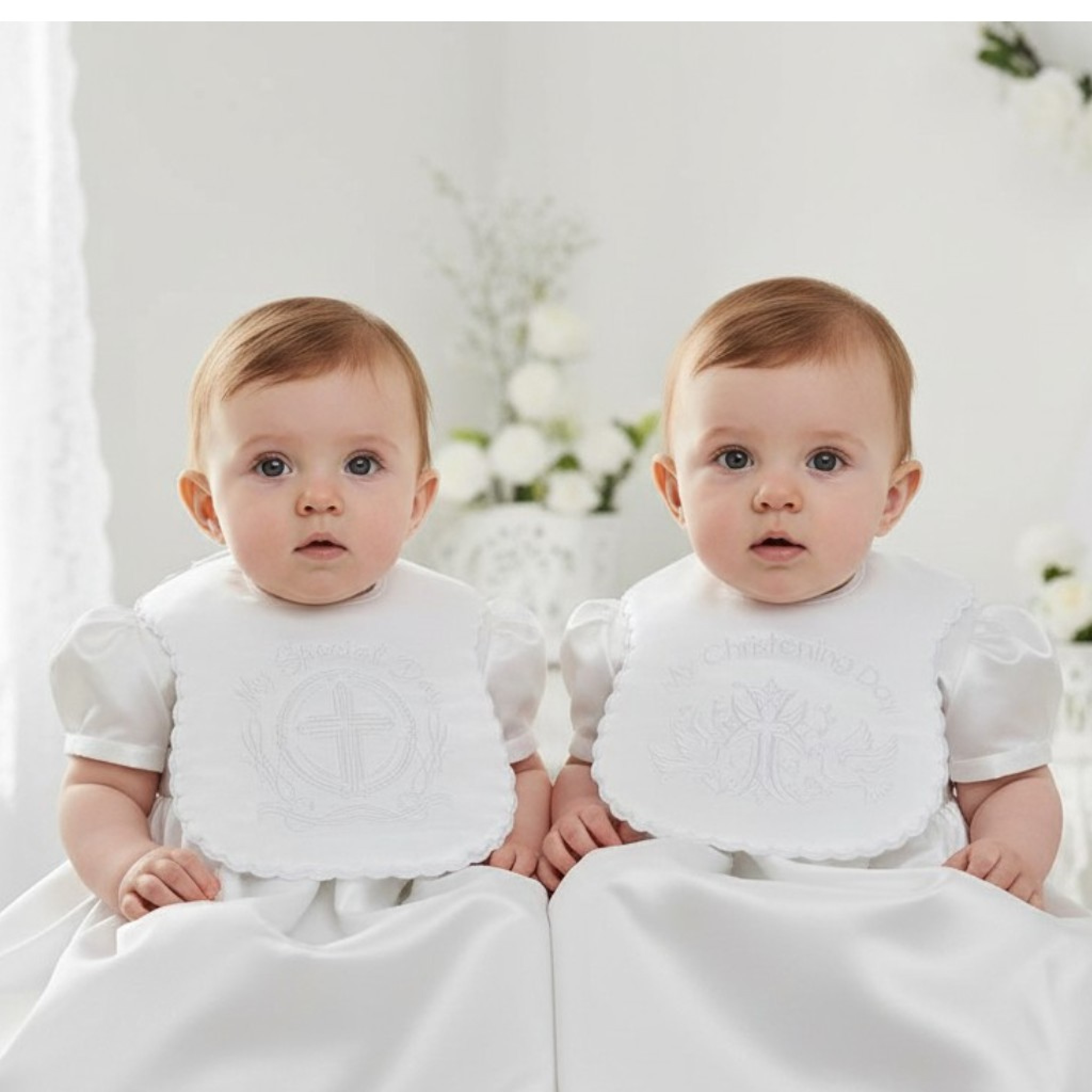 Soft Touch  5023797201240 STP5176W White Satin Christening Bib