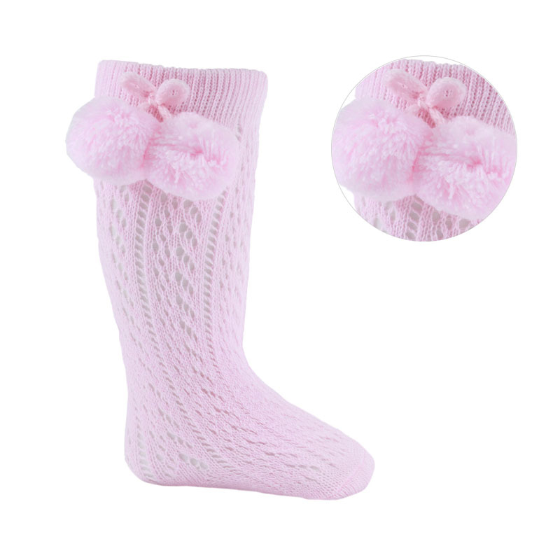 Soft Touch  5023797404108 STPS04-PINK Pelerine sock with pom pom (0-24 months)