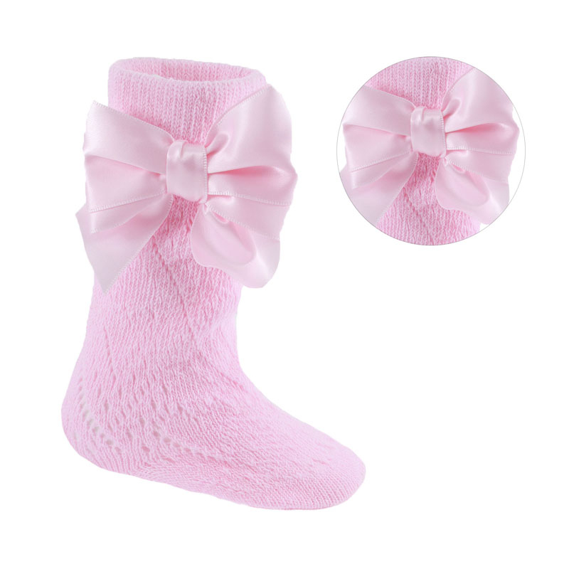 Soft Touch  5023797404160 STPS06-P Pelerine Knee length sock with bow(0-24 months)