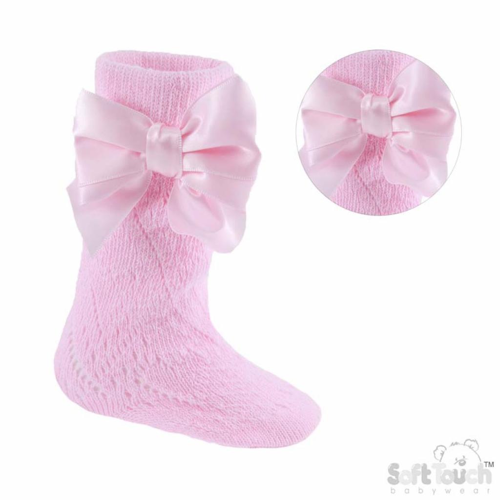 Soft Touch  5023797404160 STPS06-P Pelerine Knee length sock with bow(0-24 months)