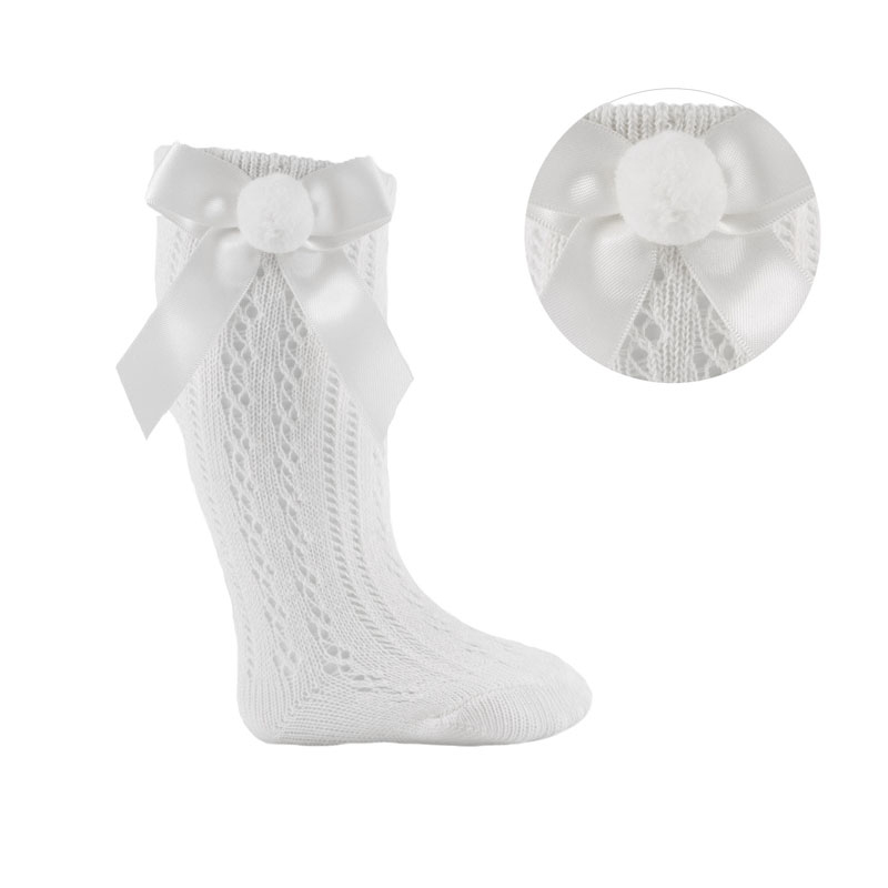 Soft Touch 4PS08-W 5023797404207 STPS08-W Pelerine Knee length sock with bow(0-24 months)