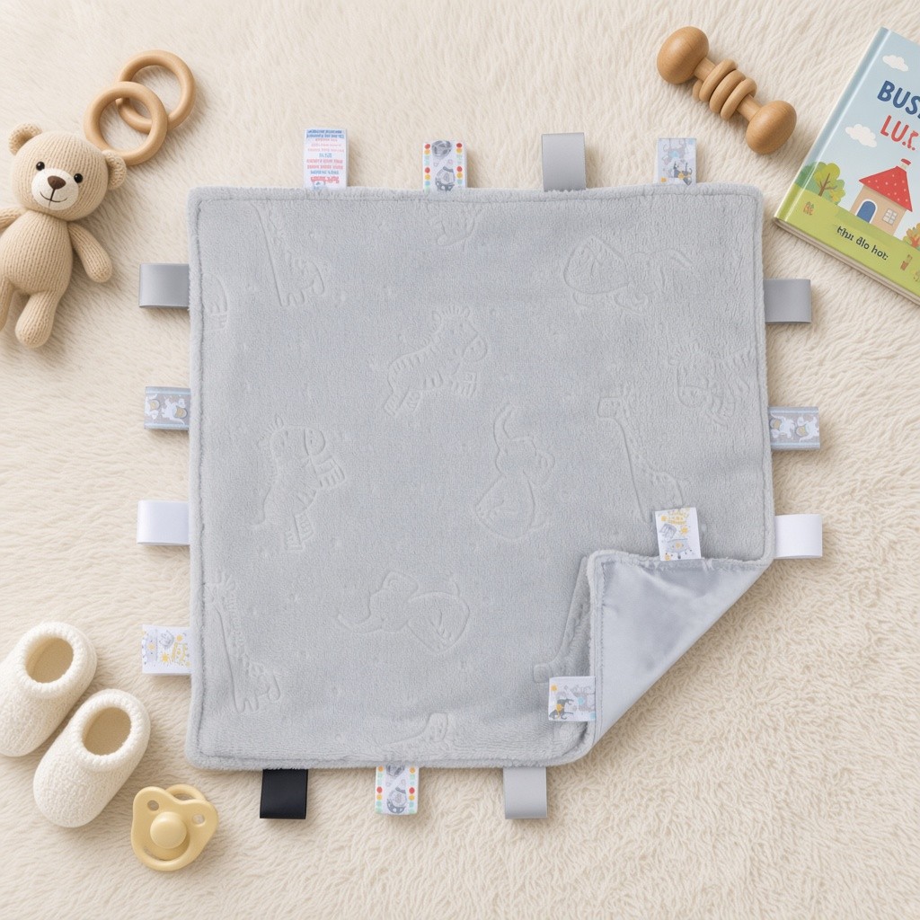 Soft Touch 4RC305-G 5023797318740 STRC305-G Grey Animal Embossed Taggie Comforter