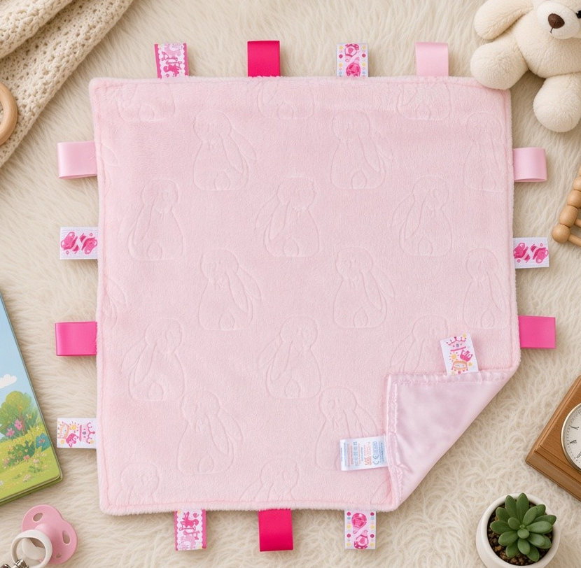 Soft Touch 4RC305-P 5023797318757 STRC305-P Pink Bunny Embossed Taggie Comforter