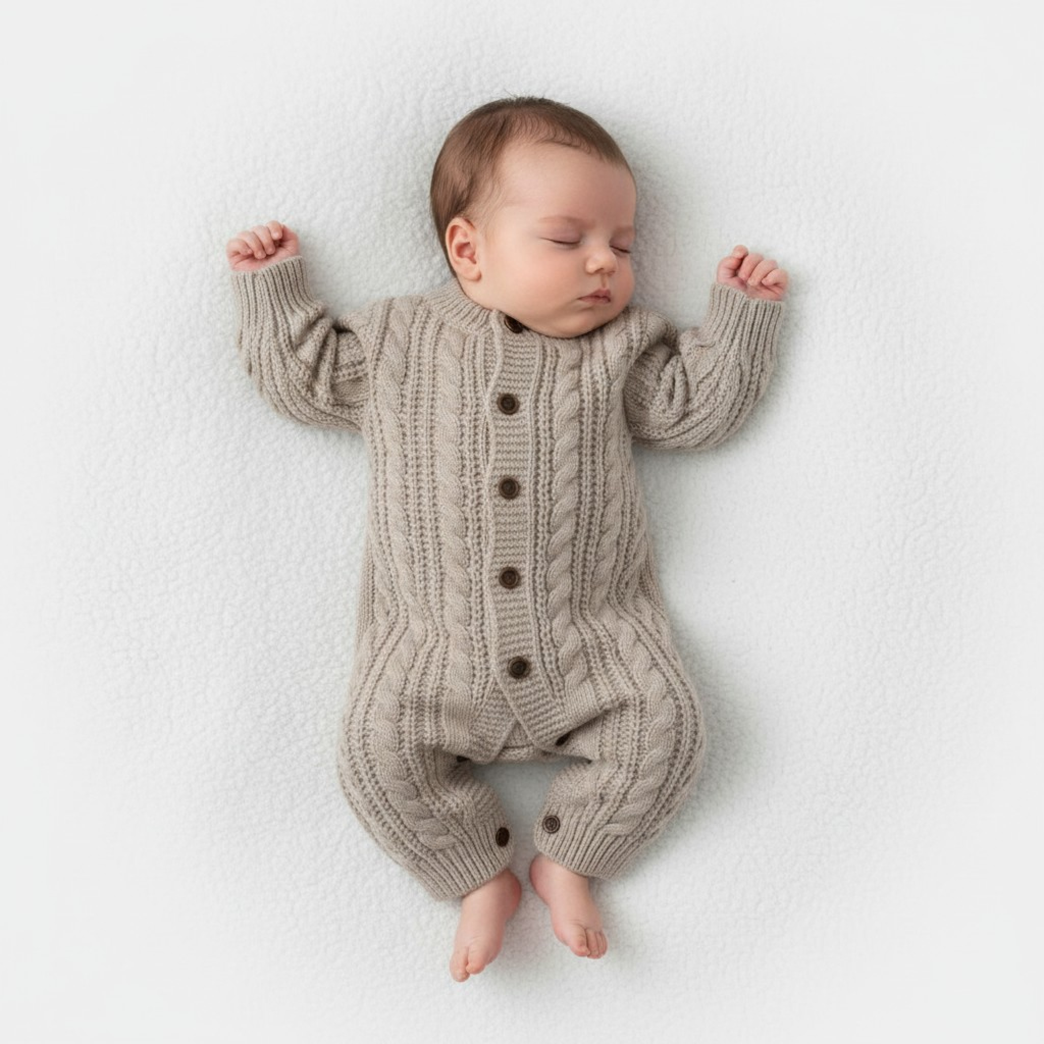 Soft Touch 4RM16-BI 5023797315541 STRM16-BS Biscuit Cable Romper (0-12 months)