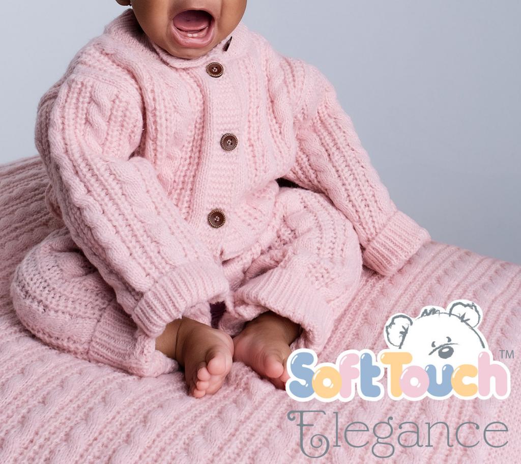 Soft Touch 4RM16-P 5023797315565 STRM16-dp Dusky Pink Cable Romper (0-12 months)