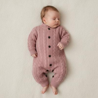 STRM16DP  Dusky Pink Cable Romper  (0-12 months)