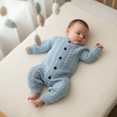 STRM16S  Blue Cable Romper  (0-12 months)