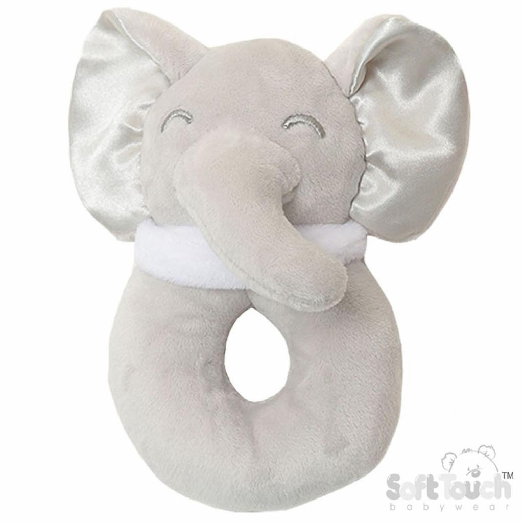 Soft Touch 4RT36 5023797611438 STRT36-G Elephant Rattle Toy Grey