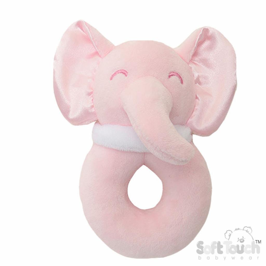 Soft Touch 4RT36 5023797611414 STRT36-P Elephant Rattle Toy Pink