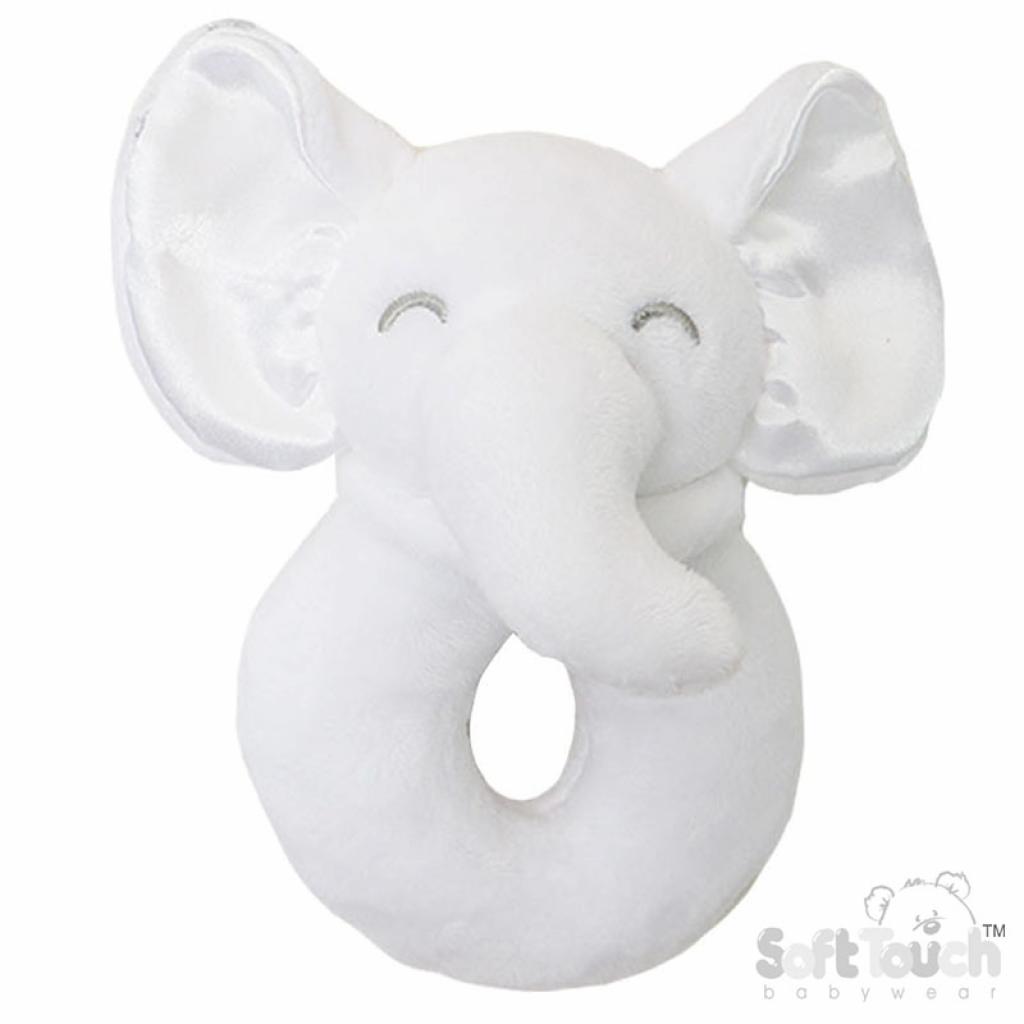 Soft Touch 4RT36 5023797611414 STRT36-W Elephant Rattle Toy White