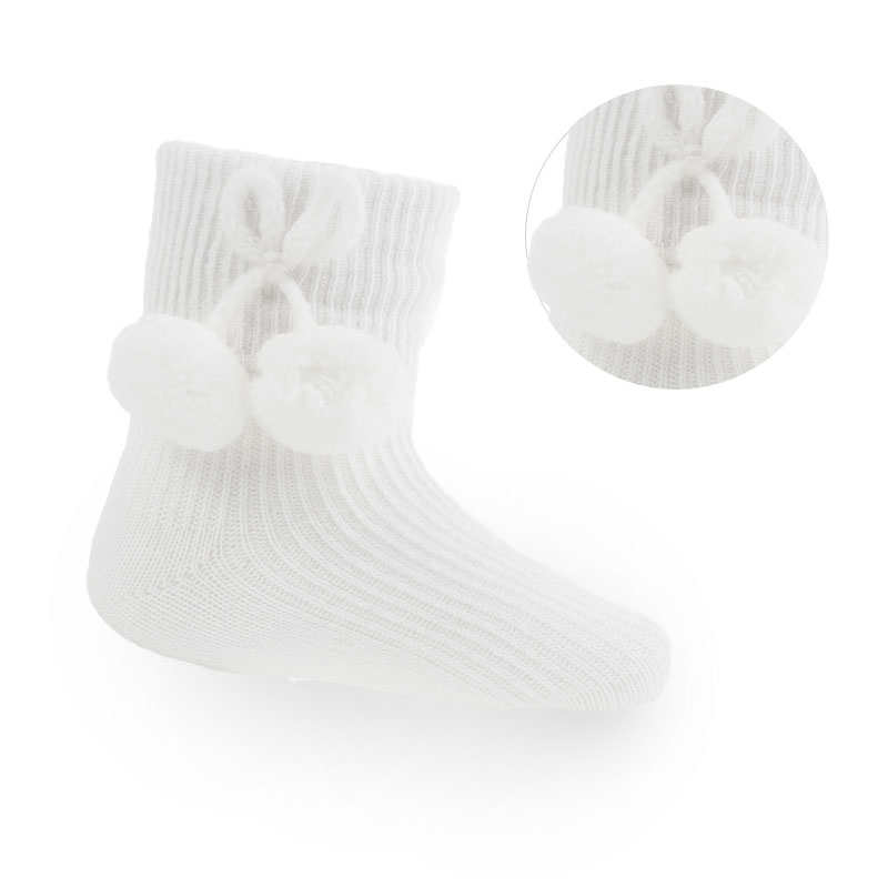 Soft Touch 4S07-W-12-24 5023797401596 STS07-w-12-24 Ribbed Pom pom socks (12-24 months)