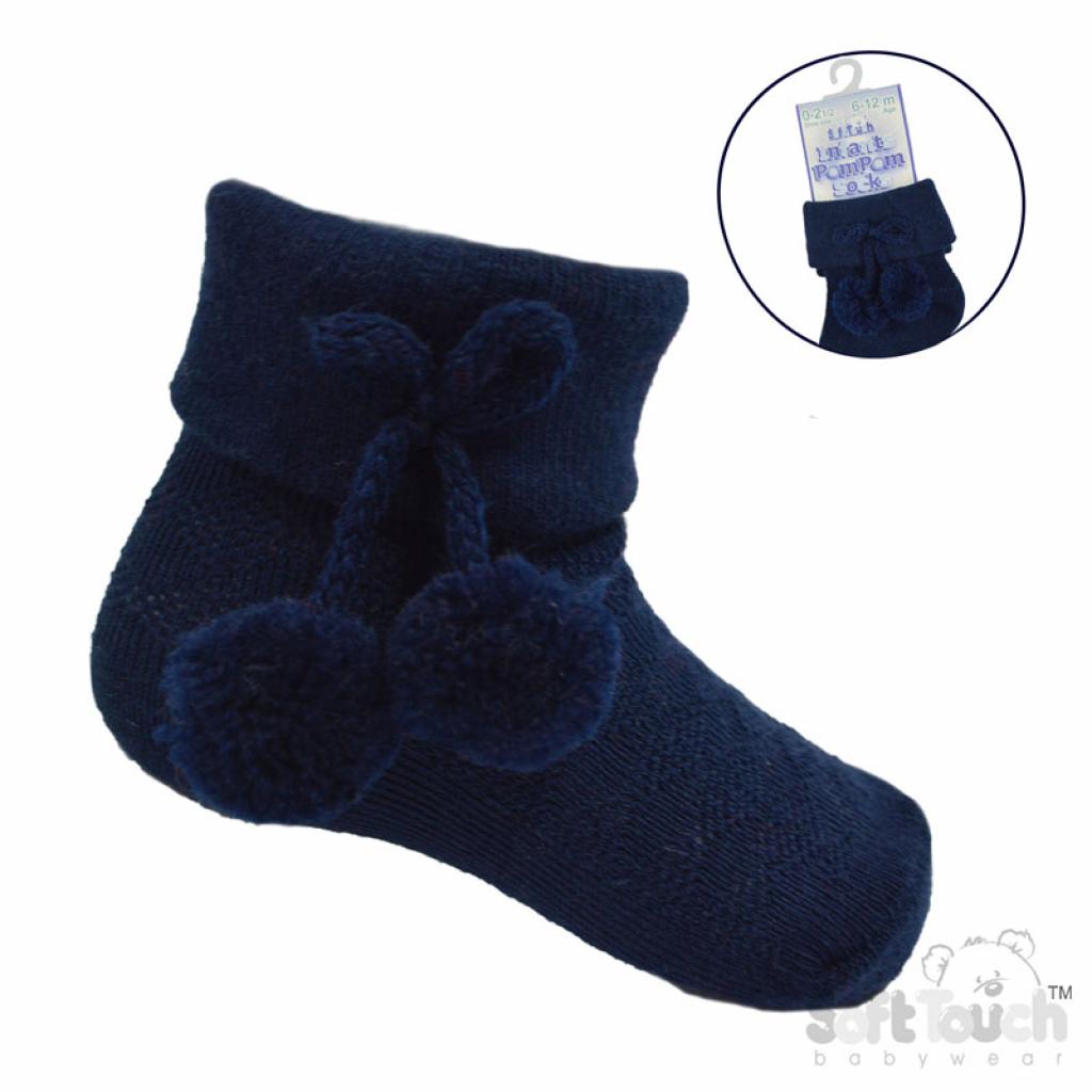 Soft Touch  5023797403095 STS10-N Diamond  Pom Pom Socks (0-24 months)