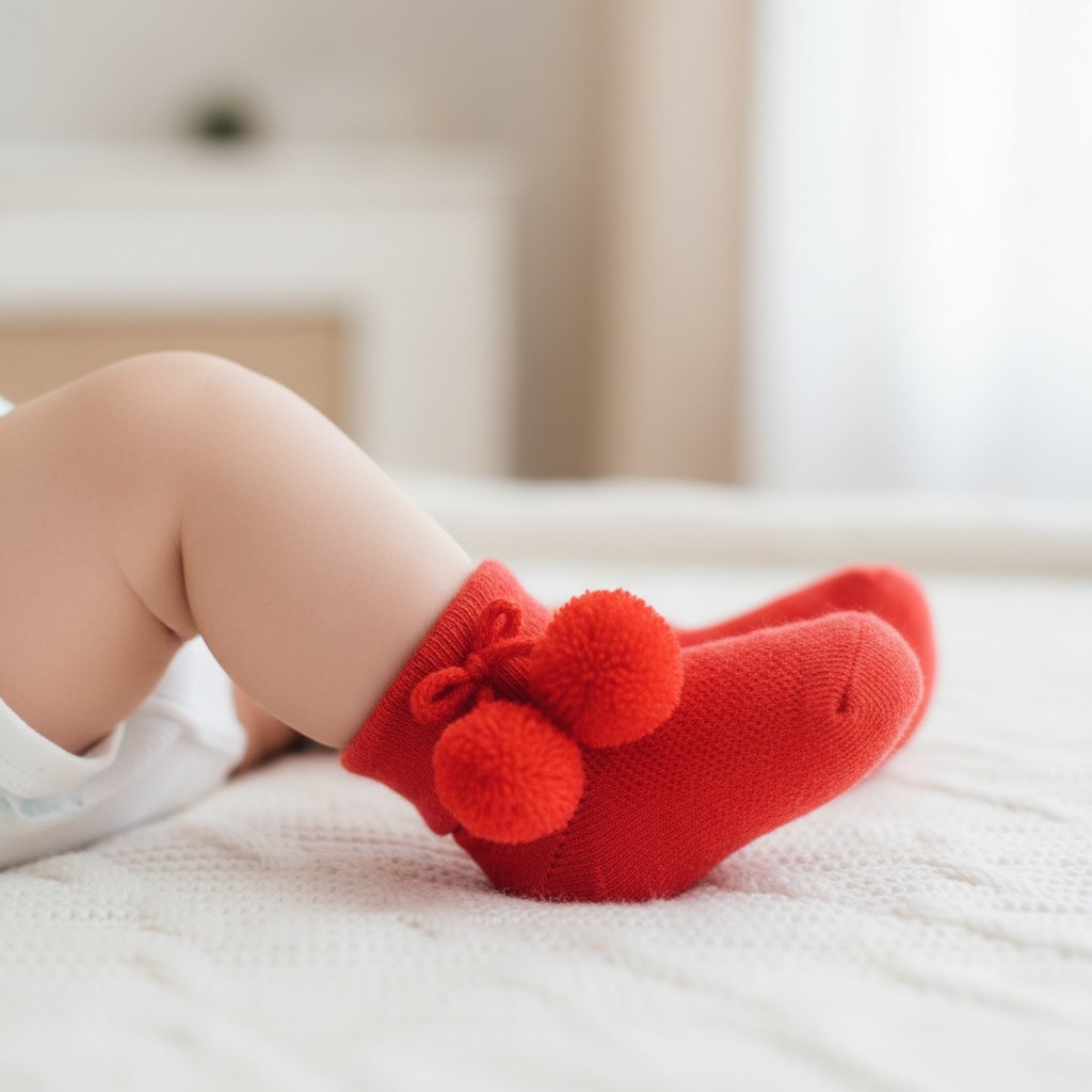 Soft Touch 4S10-R 5023797403101 STS10-R Diamond Pom Pom socks (0-24 months)