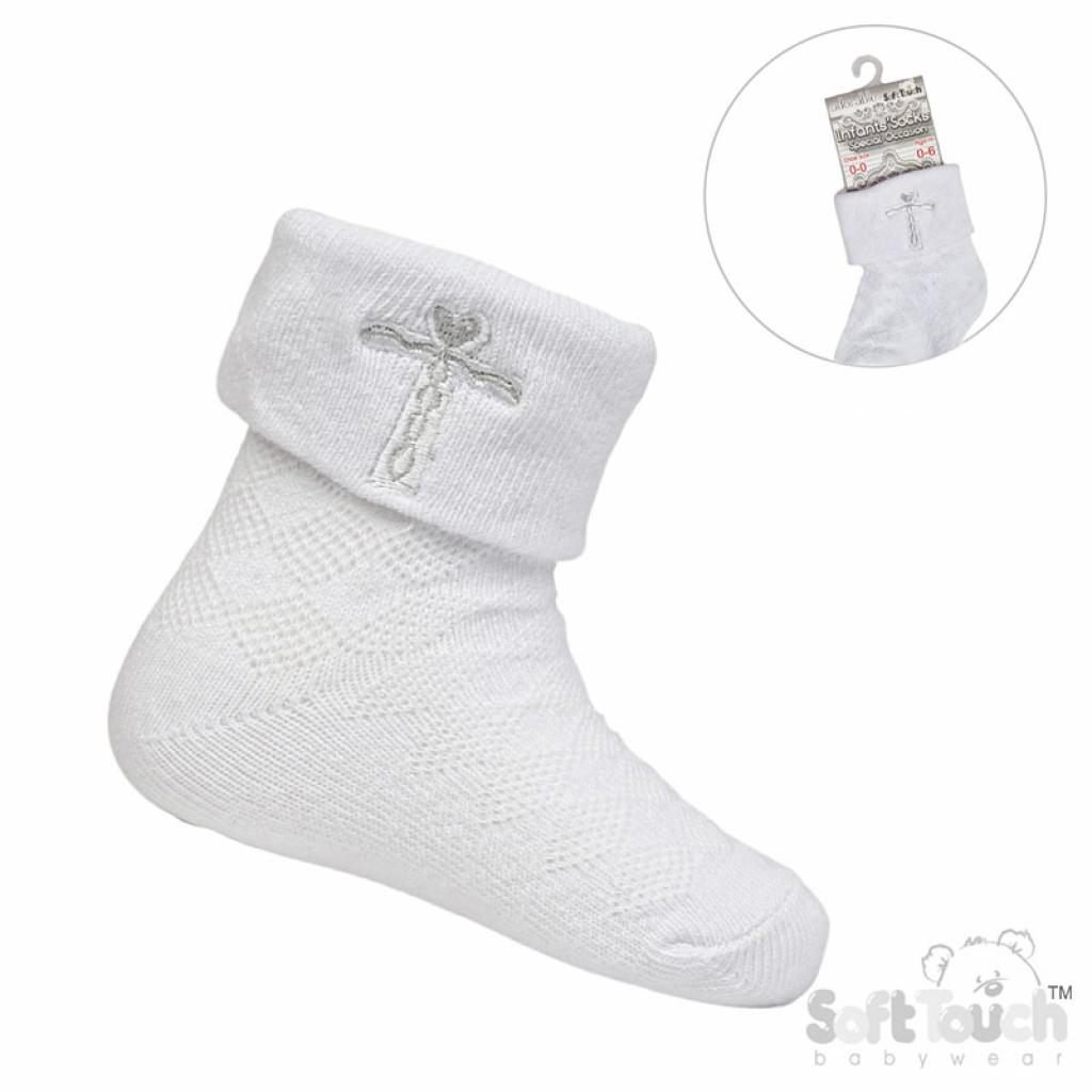 Soft Touch  5023797406652 STS11-G Socks with Silver Cross (0-12 months)