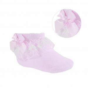 Soft Touch 4s115-p 5023797403002 STS115-P Pink Organza and Lace Sock ( Newborn - 18 months)