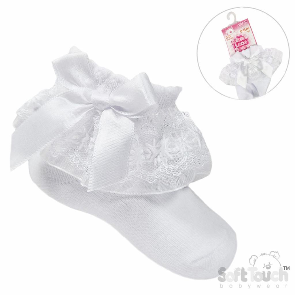 Soft Touch  5023797403002 STS115-W Organza and Lace Sock ( Newborn - 18 months)