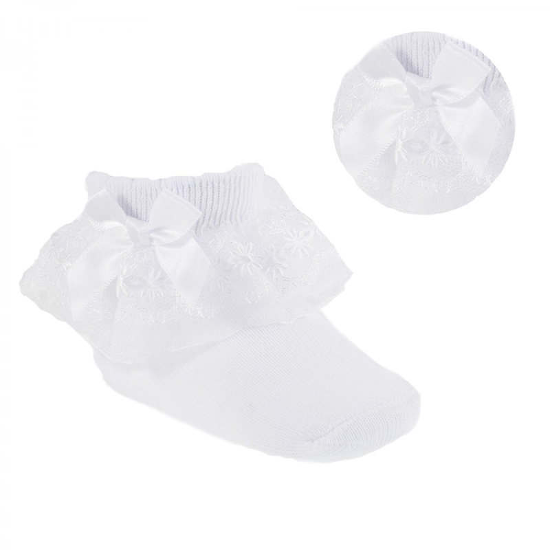 Soft Touch  5023797403002 STS115-W Organza and lace sock ( Newborn - 18 months)