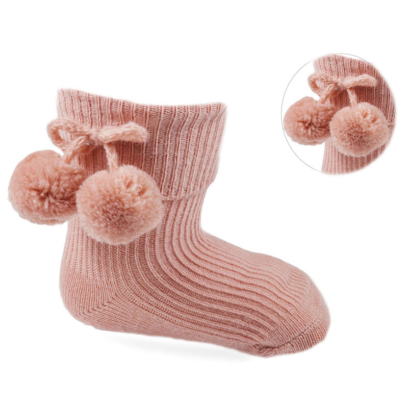 Soft Touch 4S121-RO 5023797404795 STS10-RO Rose Pom Pom socks (0-24 months)