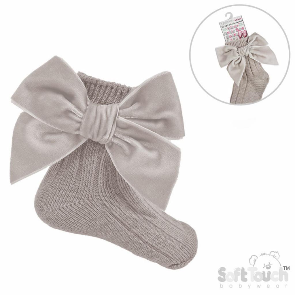 Soft Touch  5023797406621 STS126-Bi Biscuit Velvet Bow Sock ( 0- 24 months)