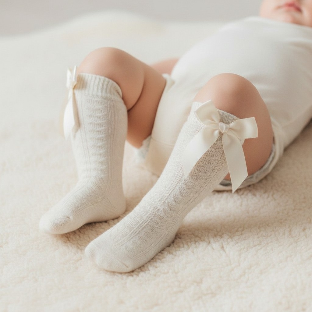 Soft Touch 4S141-B 5023797405570 STS141-C Cream Adorable Heart Knee Socks with Bow (0-24 months)