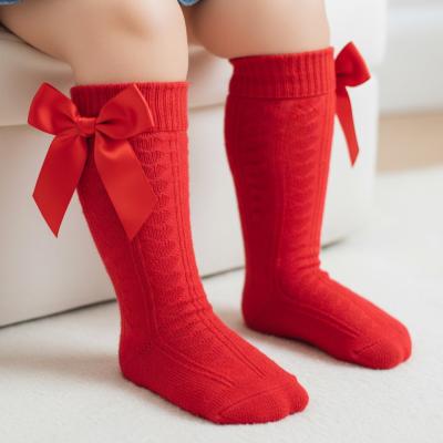 STS141-R  Red Adorable Heart Knee Socks with Bow  (0-24 months)