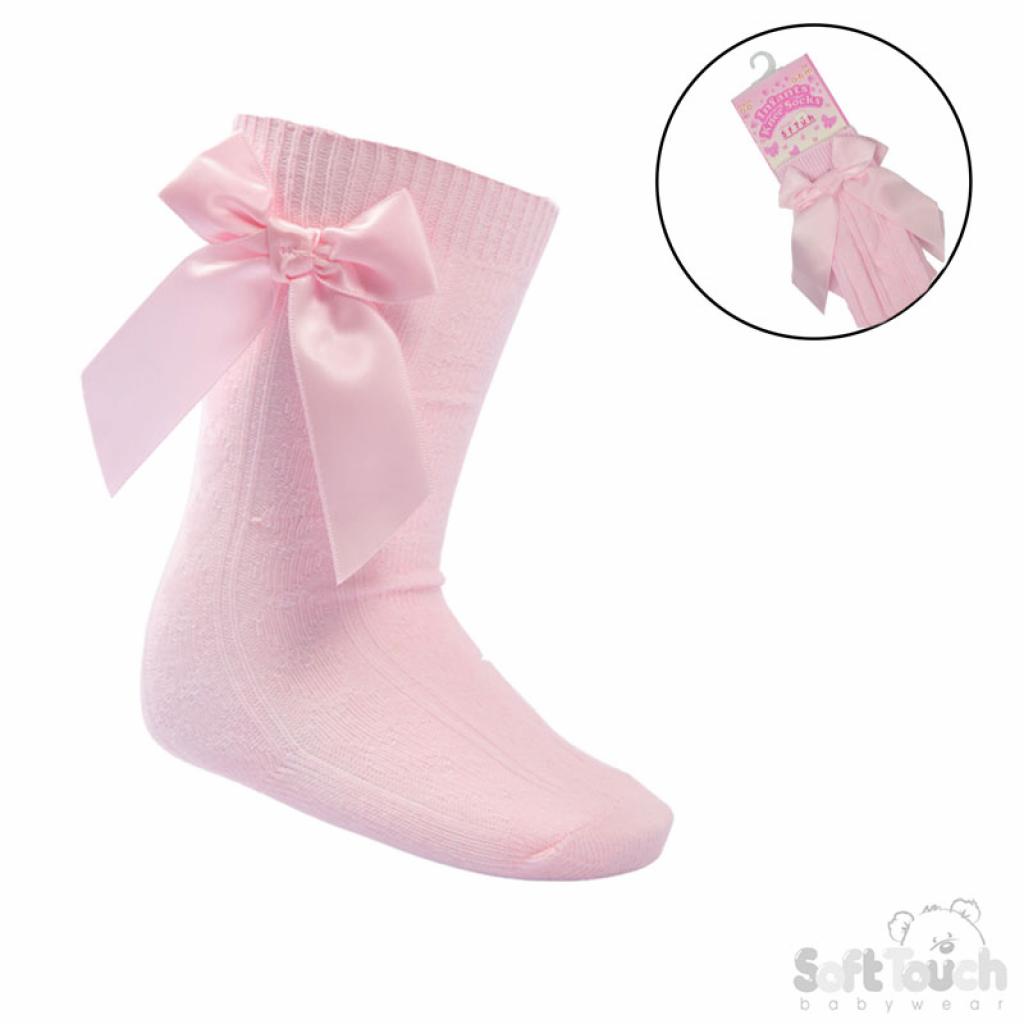 Soft Touch 4S141-N 5023797405549 STS141-P-0-6 Pink Adorable Heart Knee Socks with Bow (0-6m)