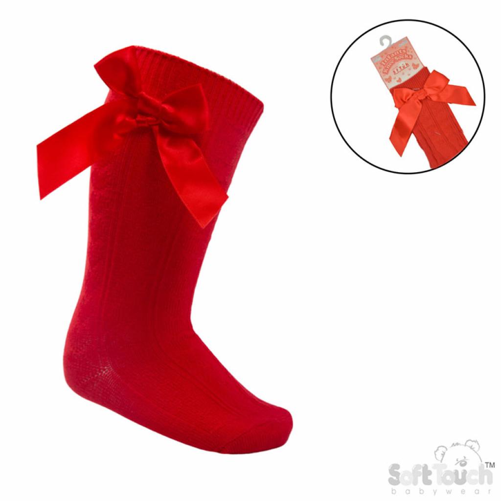 Soft Touch 4S141-R 5023797405594 STS141-R Red Adorable Heart Knee Socks with Bow (0-24 months)