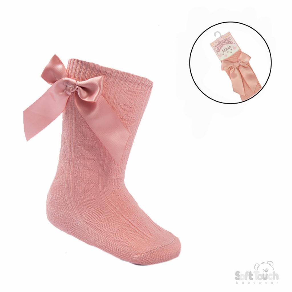 Soft Touch 4S141-Ro 5023797405594 STS141-Ro Rose Adorable Heart Knee Socks with Bow (0-24 months)