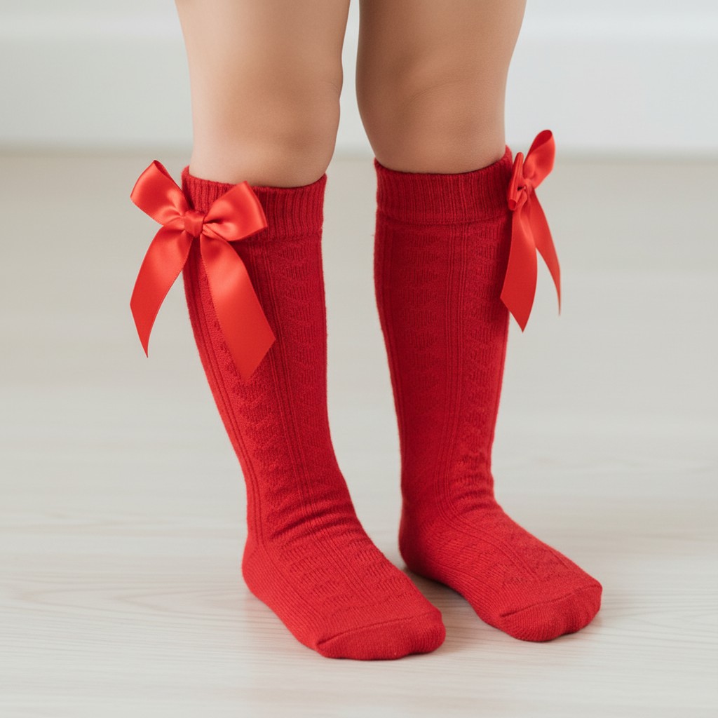Soft Touch 4S141-R 5023797405648 STS151-R Red Adorable Knee Socks with Bow (2-9 years)