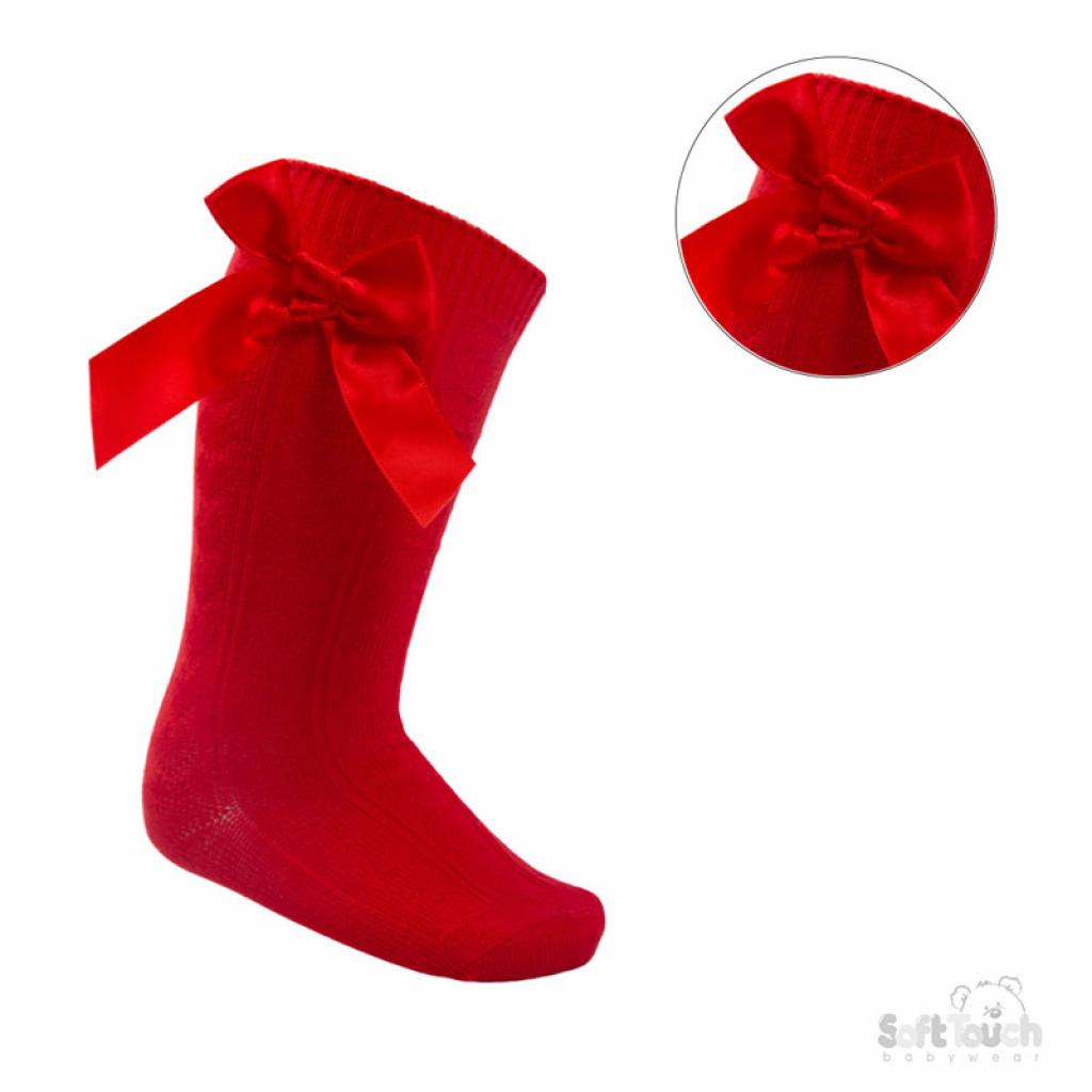 Soft Touch 4S141-R 5023797405648 STS151-R Red Adorable Knee Socks with Bow (2-9 years)