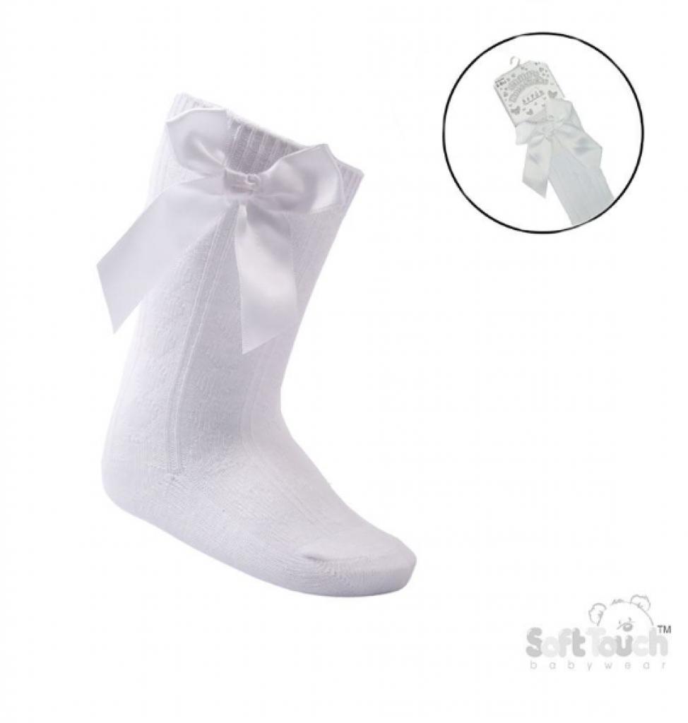 Soft Touch 4S141-N 5023797405648 STS151-WH White Adorable Knee Socks with Bow (2-9 years)