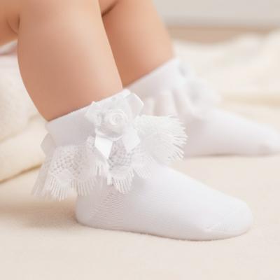 STS326-W  "Jester Rose and Lace" Ankle Socks  (0-24 months)