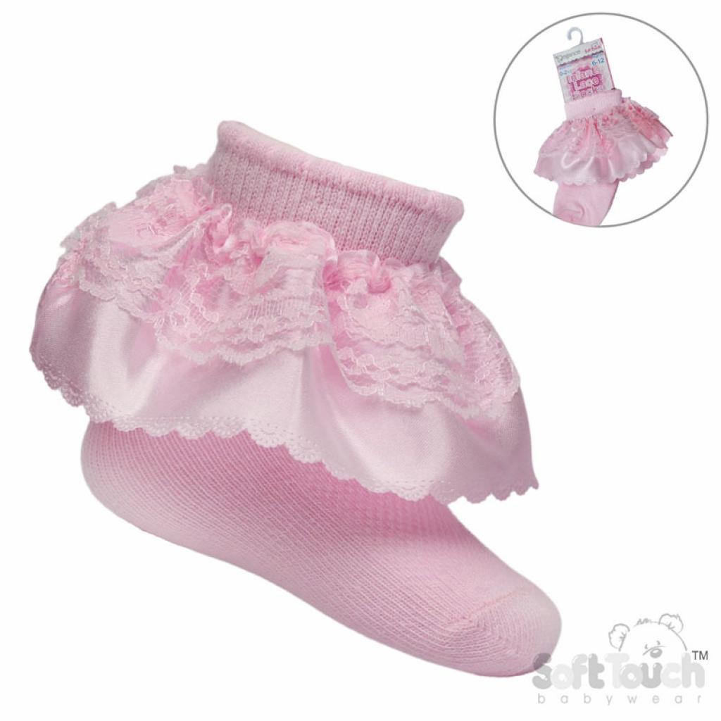 Soft Touch 4S340 5023797406478 STS340-P Organza LaceSock (0-12 months)