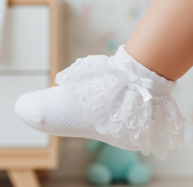 Soft Touch 4S340 5023797406492 STS344-W White Bell Lace Sock (0-12 months)