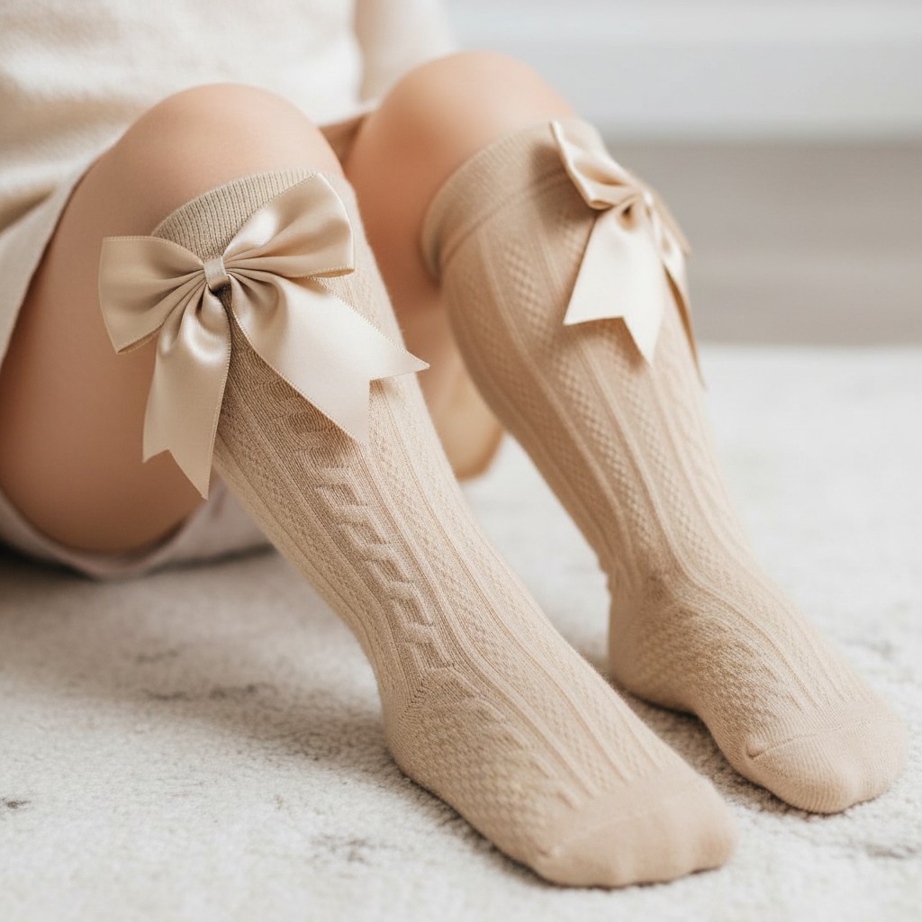 Soft Touch 4S350-COF 5023797405716 STS350-COF Elegance Coffee Bow Sock (0-24 months)