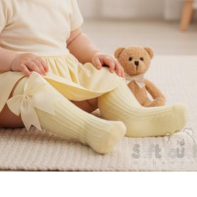 STS350-Lem  Lemon Yellow Elegance Bow Sock  (0-24m)