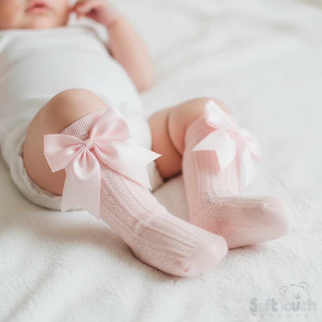 Soft Touch 4S350-P 5023797405679 STS350-BP-0-6 Elegance Pink Bow Sock (0-6 months)