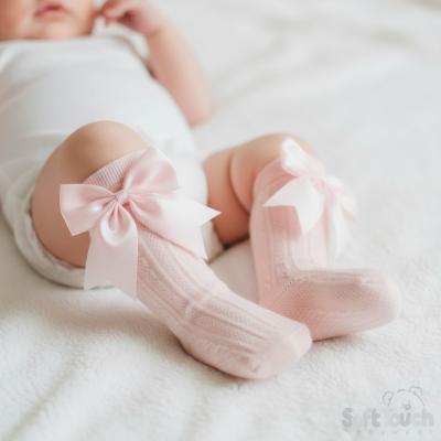 STS350-BP-0-6  Elegance Pink Bow Sock  (0-6 months)