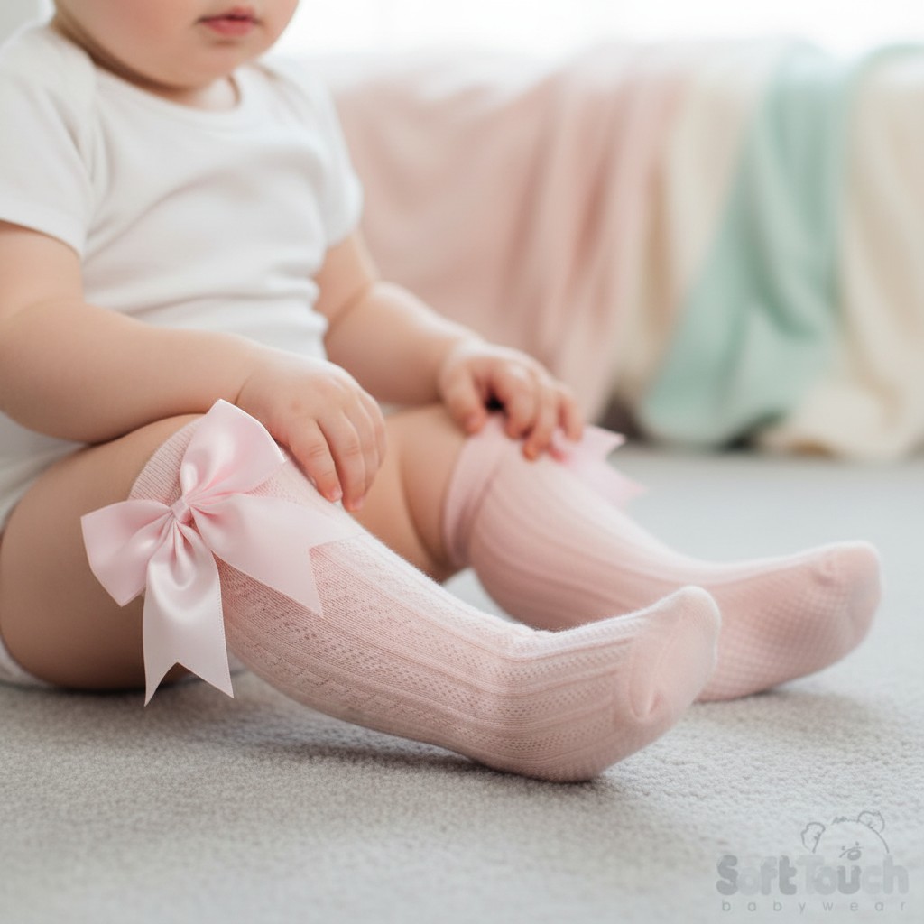 Soft Touch 4S350-P 5023797406973 STS350-BP-6-12 Elegance Pink Bow Sock (6-12 months)