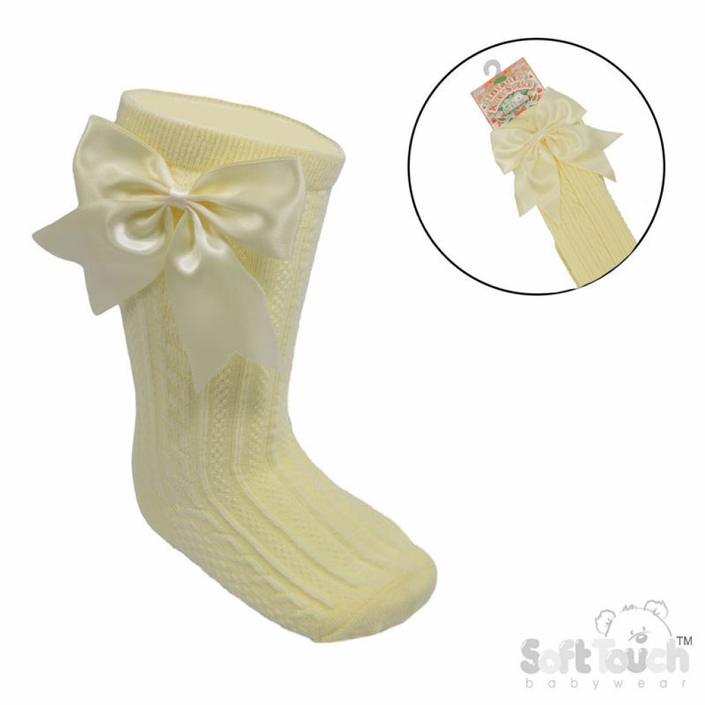 Soft Touch 4S350-P 5023797406072 STS350-Lem Lemon Yellow Elegance Bow Sock (0-24m)