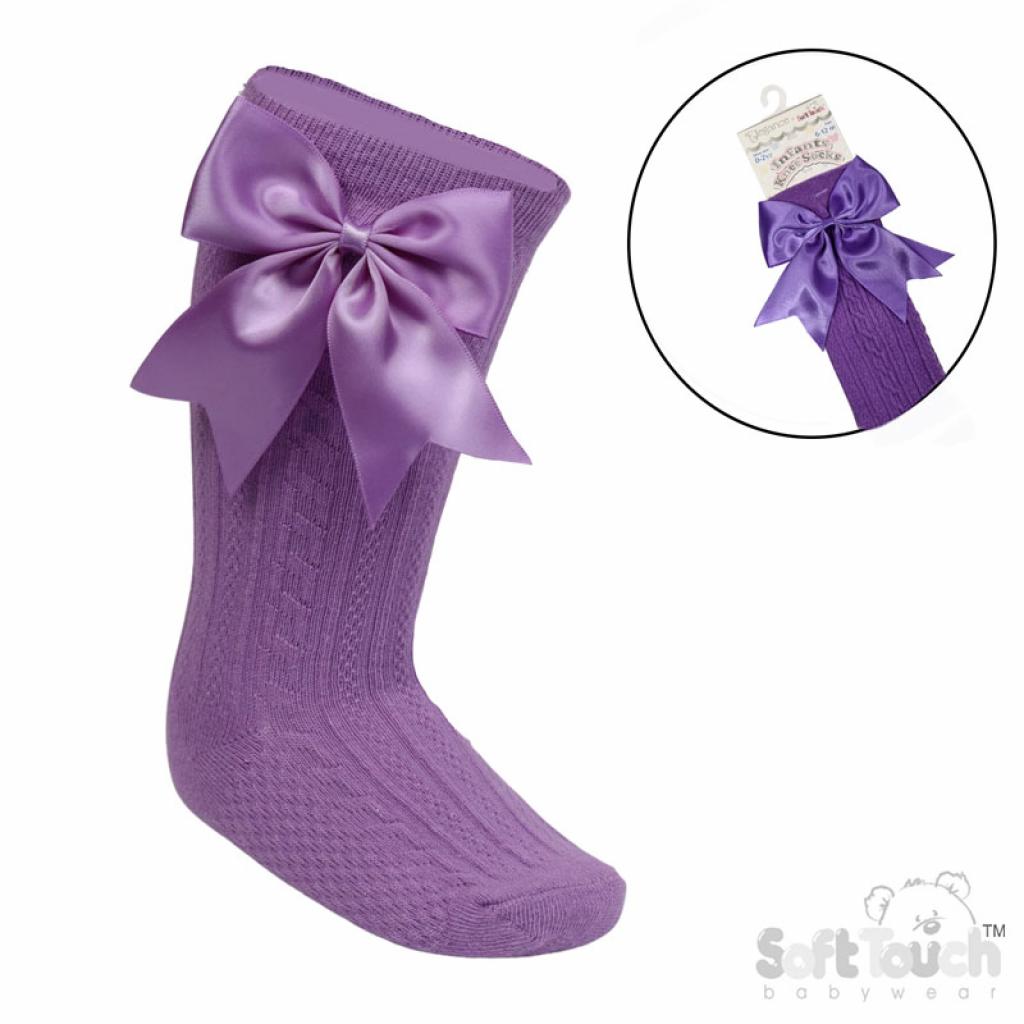 Soft Touch 4S350-PU 5023797406423 STS350-PL Purple Elegance Bow Sock (0-24 months)