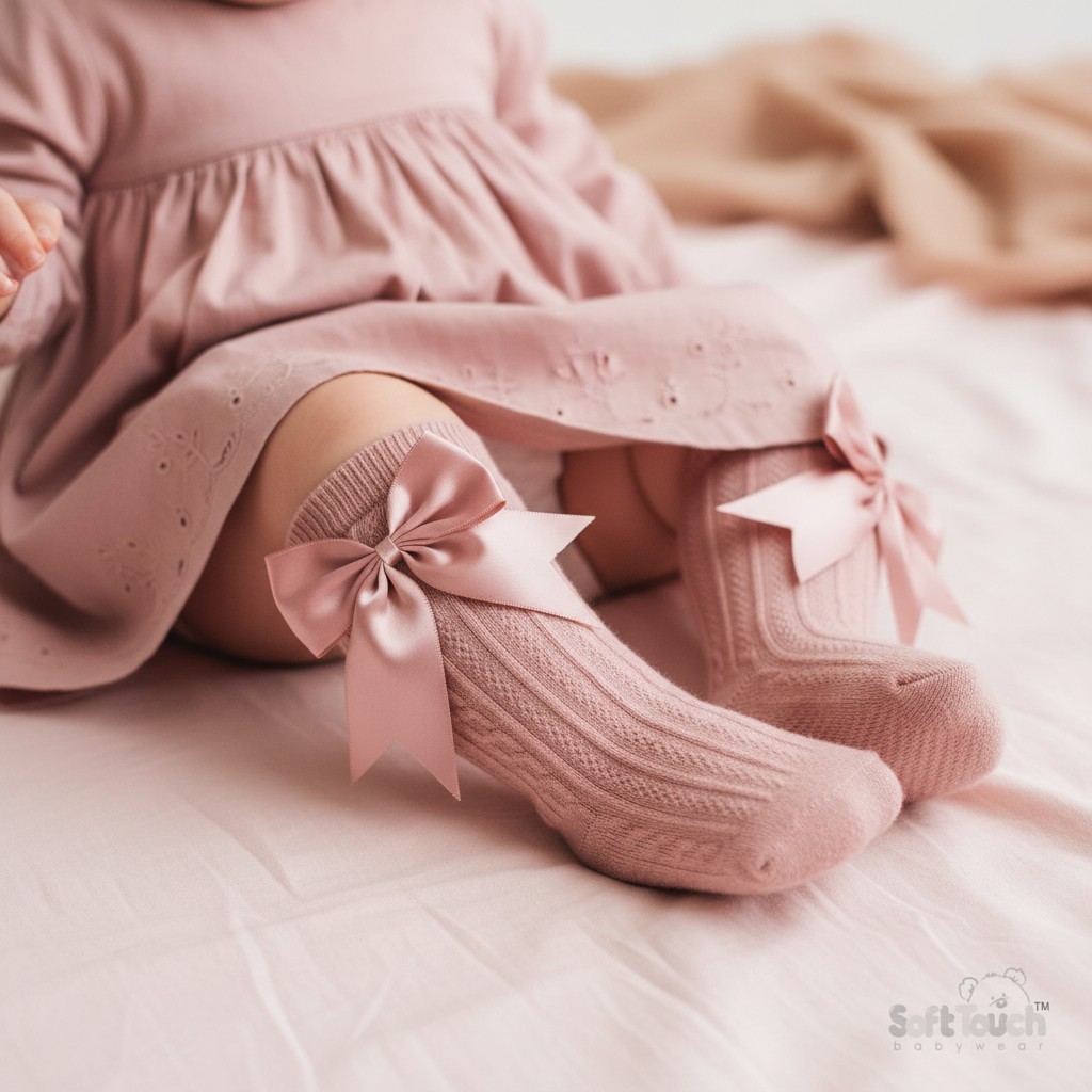 Soft Touch  5023797408984 STS350-RO-06 Elegance Rose Gold Bow Sock (0-6 months)