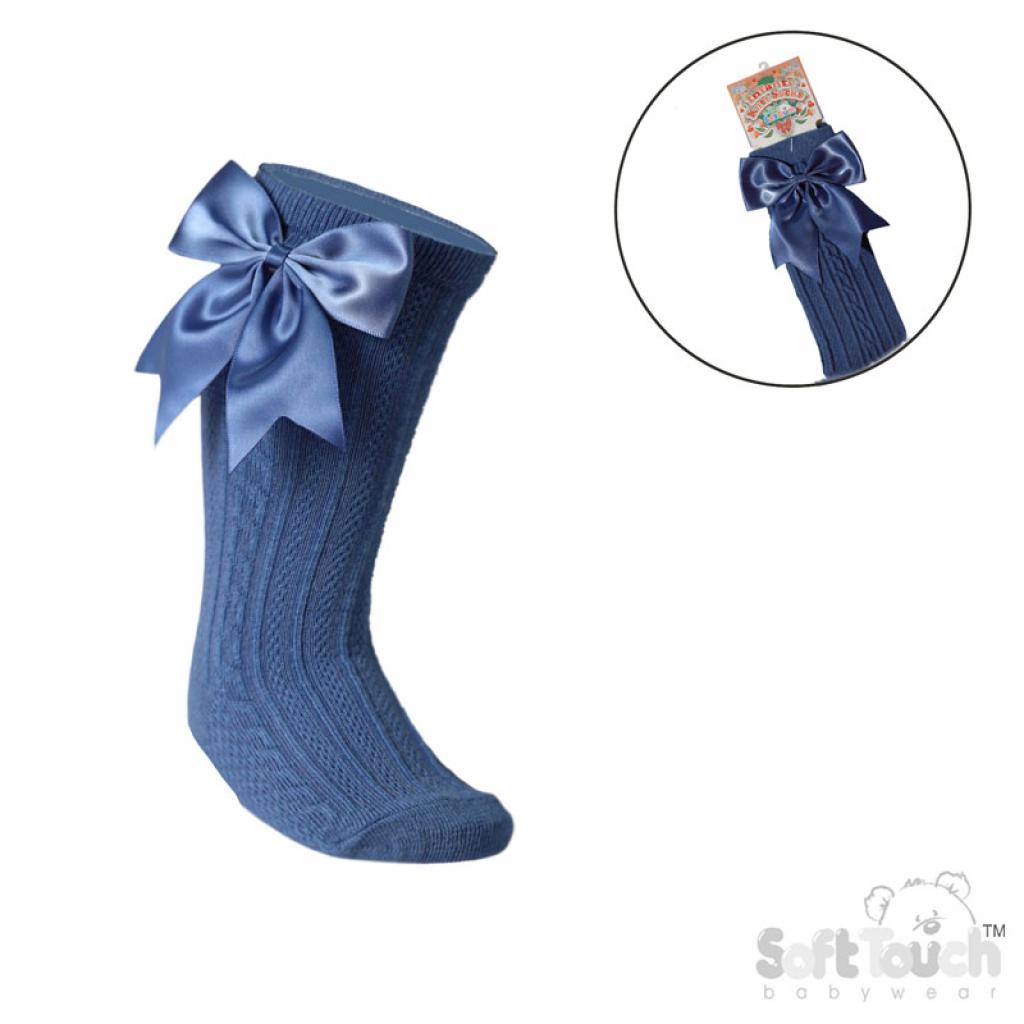 Soft Touch  5023797405686 STS350-SB Elegance Steel Blue Bow Sock (0-24 months)