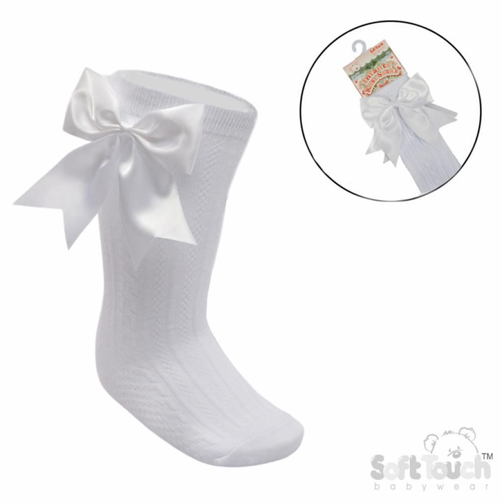 Soft Touch  5023797405662 STS350-Wh Elegance White Bow Sock (0-24 months)