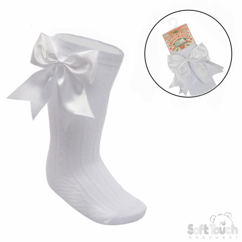 Soft Touch  5023797405662 STS350-W Elegance White Bow Sock (0-24 months)