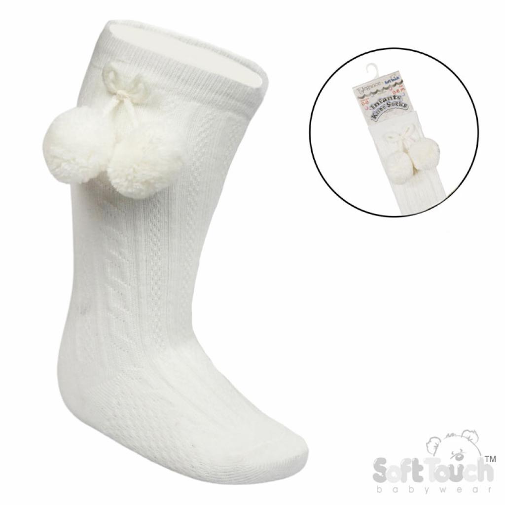 Soft Touch  5023797406454 STS355-C  Cream  Elegance Sky Pom pom Sock (0-24 months)