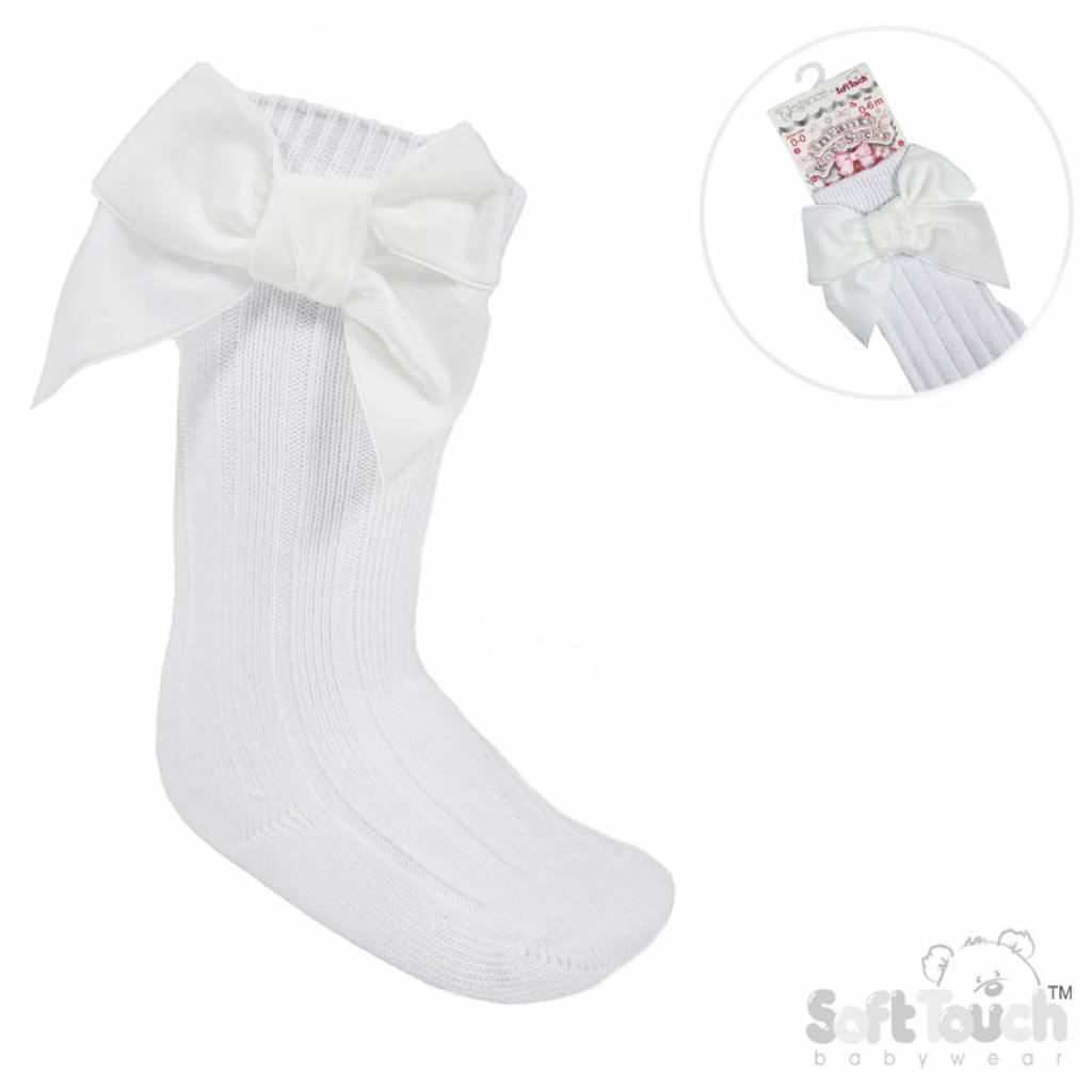 Soft Touch  5023797406546 STS360-W White  Velvet Bow Sock ( 0- 24 months)